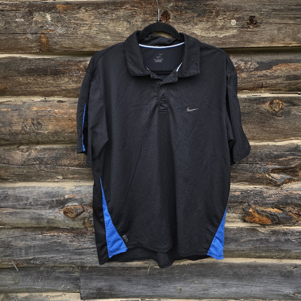 Nike Men's Golf Polo Shirt in Black with Blue Accents, Size Large - Picture 3 of 5